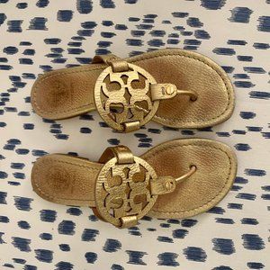 Gold Tory Burch Miller Sandals size 6 (only wore one summer, still look great!)